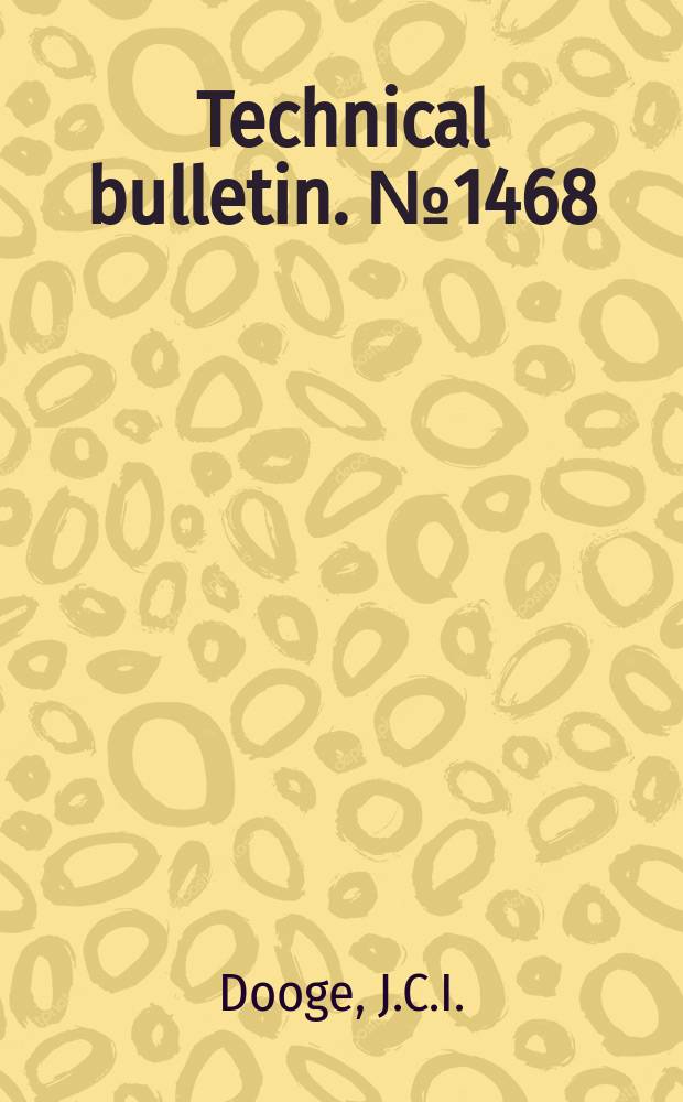 Technical bulletin. №1468 : Linear theory of hydrologic systems