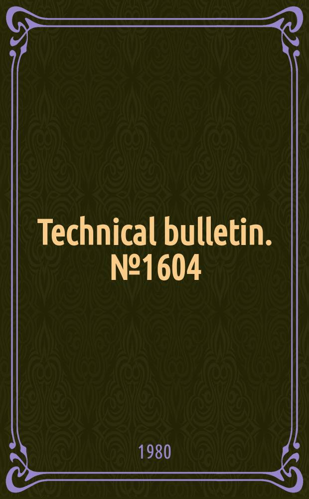 Technical bulletin. №1604 : A geologic approach to artificial recharge