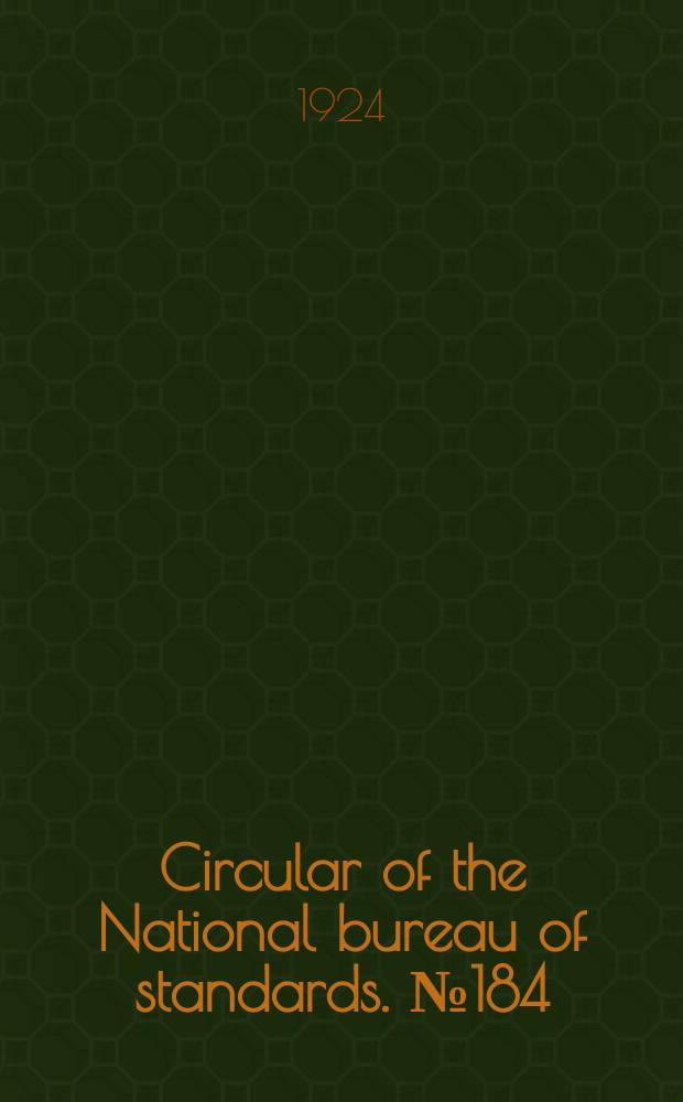 Circular of the National bureau of standards. № 184 : Red ink