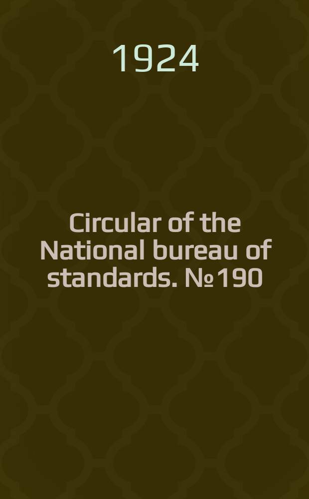 Circular of the National bureau of standards. № 190 : Plan, inlaid and printed linoleums