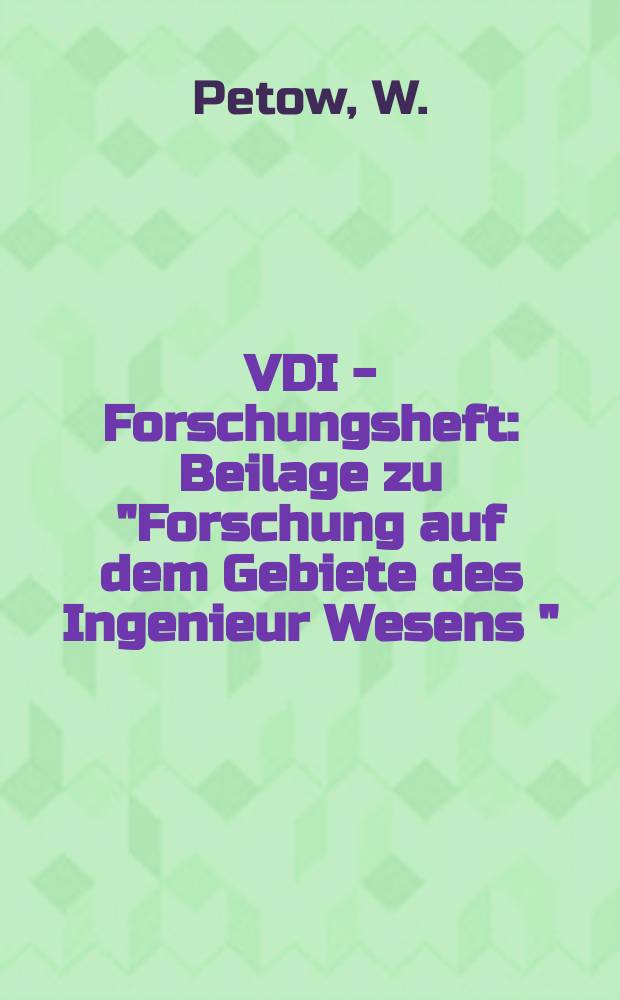 VDI - Forschungsheft : Beilage zu "Forschung auf dem Gebiete des Ingenieur Wesens " : Untersuchungen einer hydraulischen Dampfturbinen-Regelung und Versuche über das Abschaltverhalten mit Hilfe einer Modellregelstrecke