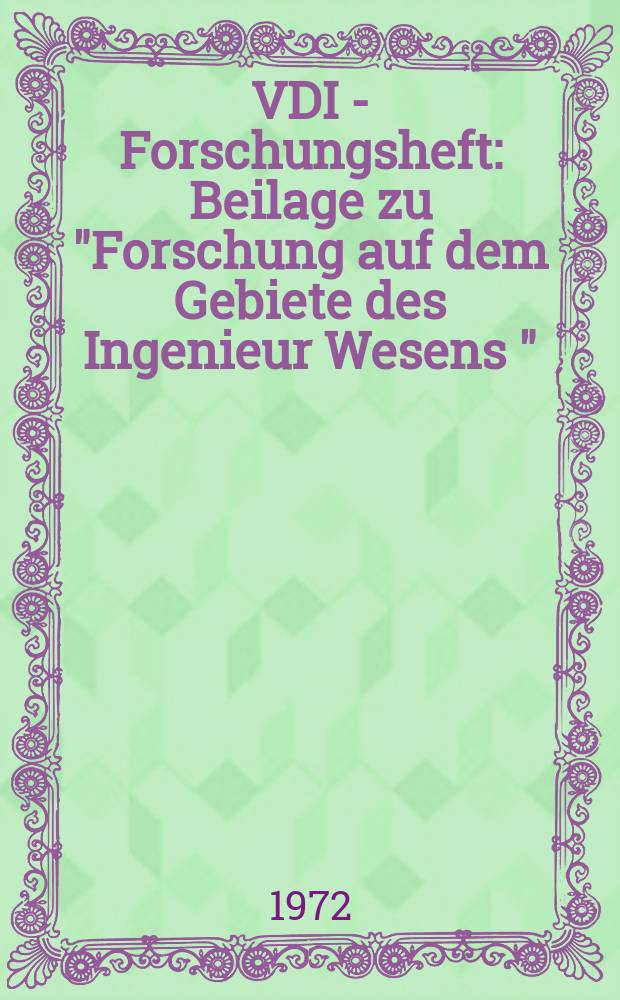 VDI - Forschungsheft : Beilage zu "Forschung auf dem Gebiete des Ingenieur Wesens " : Begasen von Flüssigkeit mit Rühreren