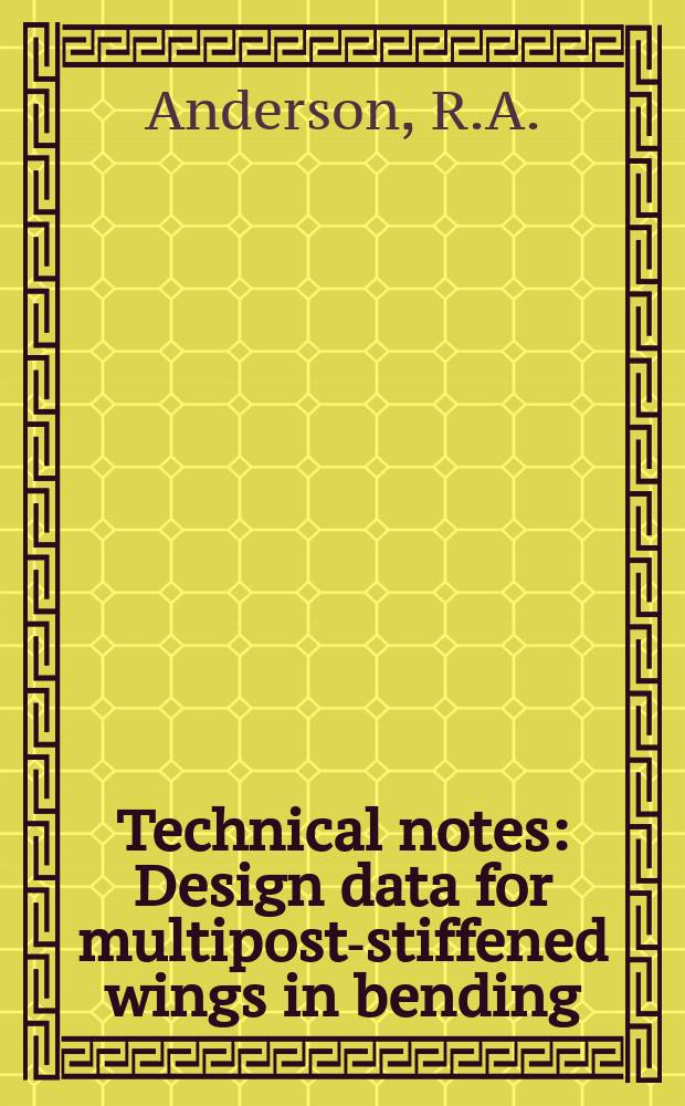 Technical notes : Design data for multipost-stiffened wings in bending