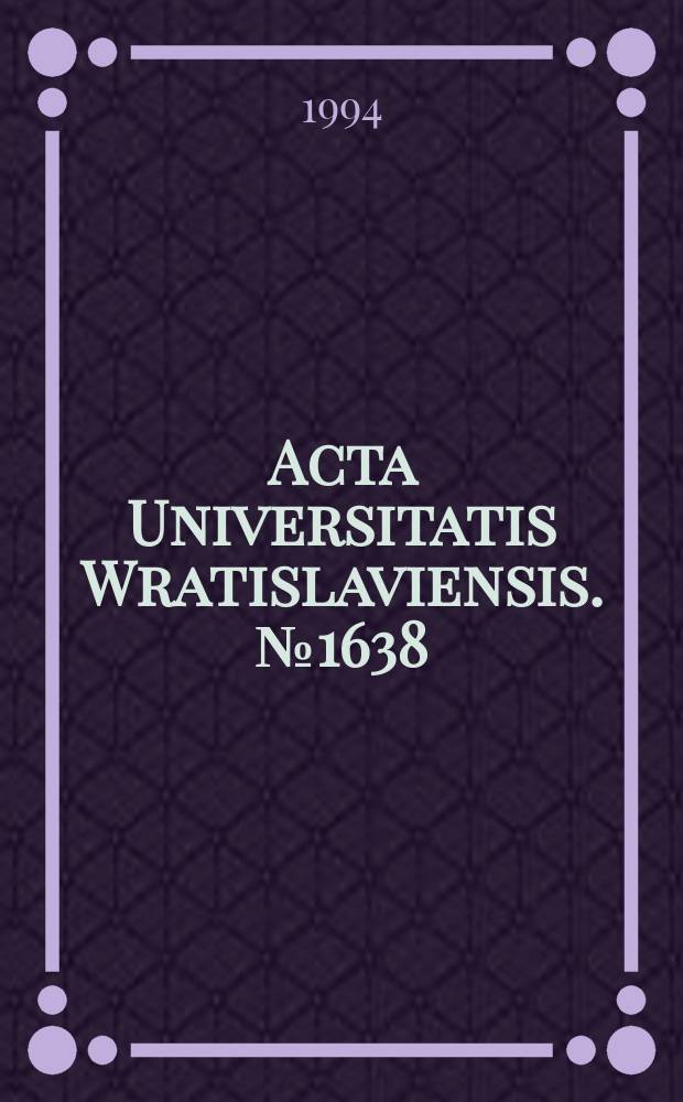 Acta Universitatis Wratislaviensis. №1638 : Tożsamotność