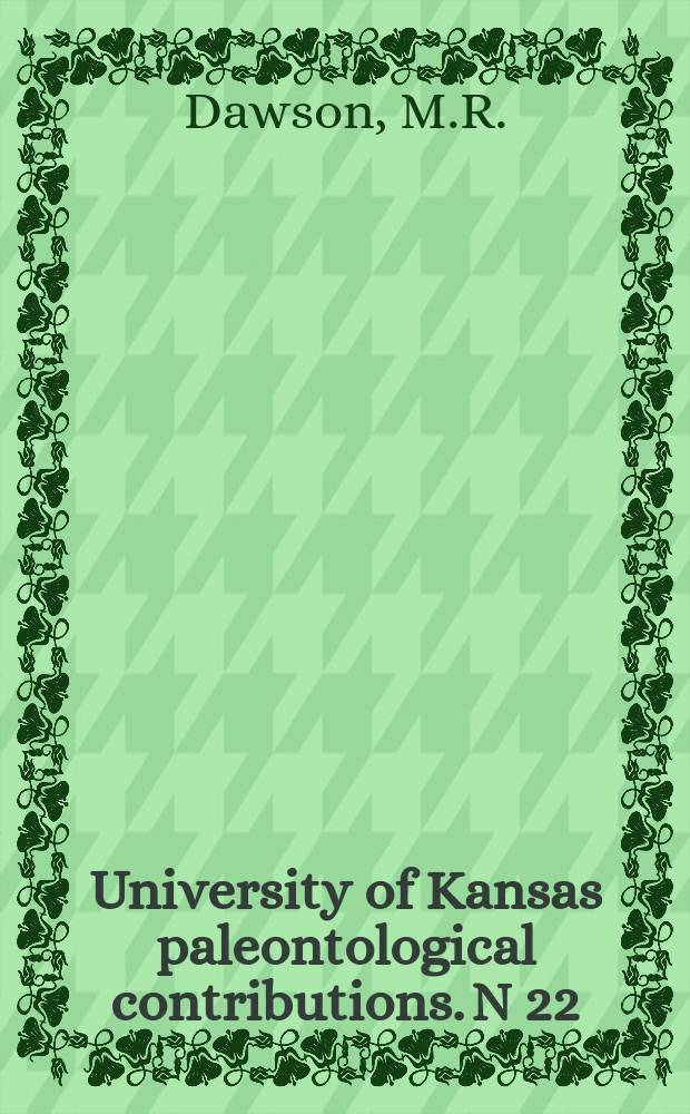 University of Kansas paleontological contributions. N 22 : Later tertiary leporidae of North America