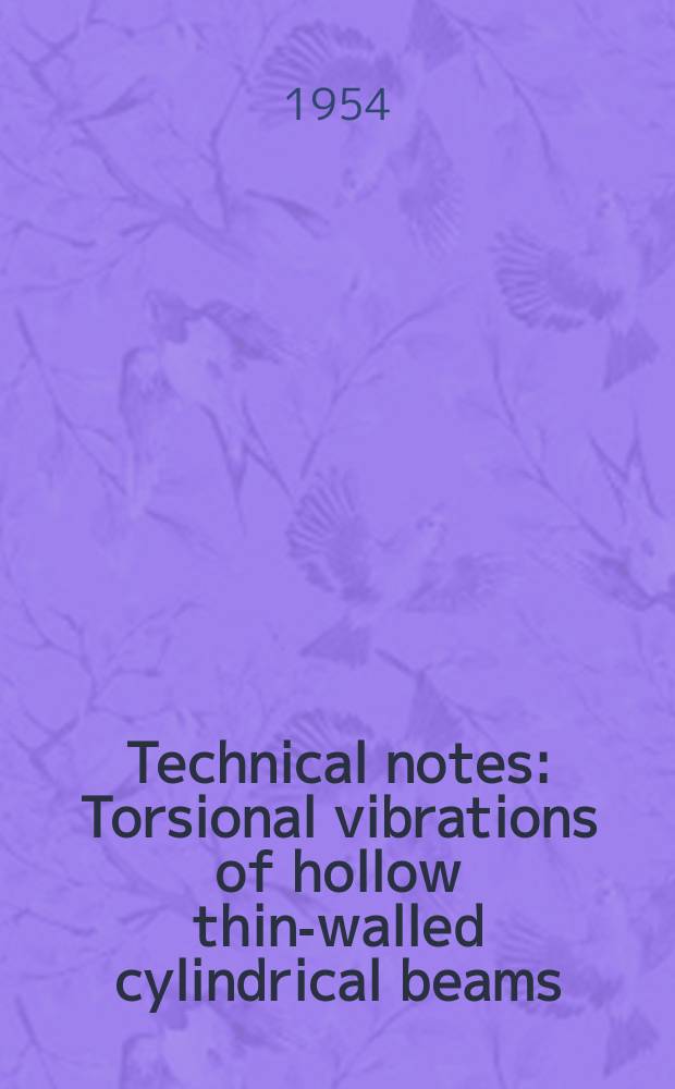 Technical notes : Torsional vibrations of hollow thin-walled cylindrical beams