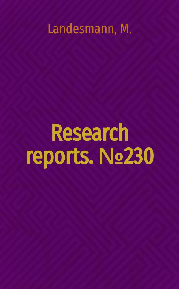 Research reports. №230 : Emerging patterns of European...