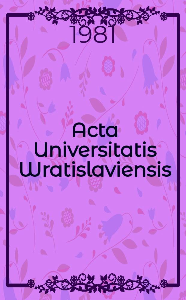 Acta Universitatis Wratislaviensis