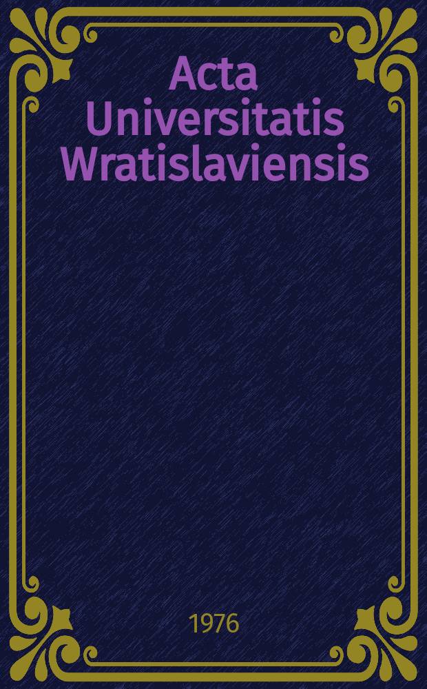 Acta Universitatis Wratislaviensis