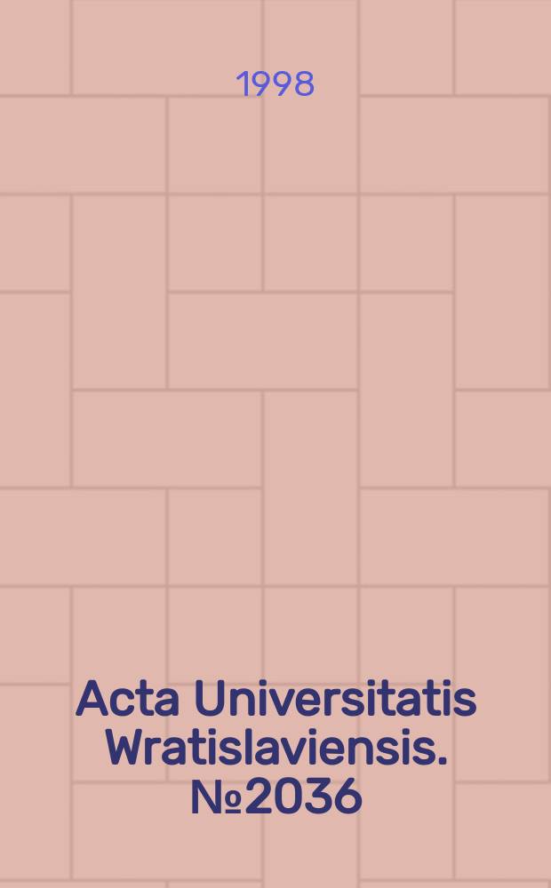 Acta Universitatis Wratislaviensis. №2036 : Studia florystyczno-fitosocjologiczne