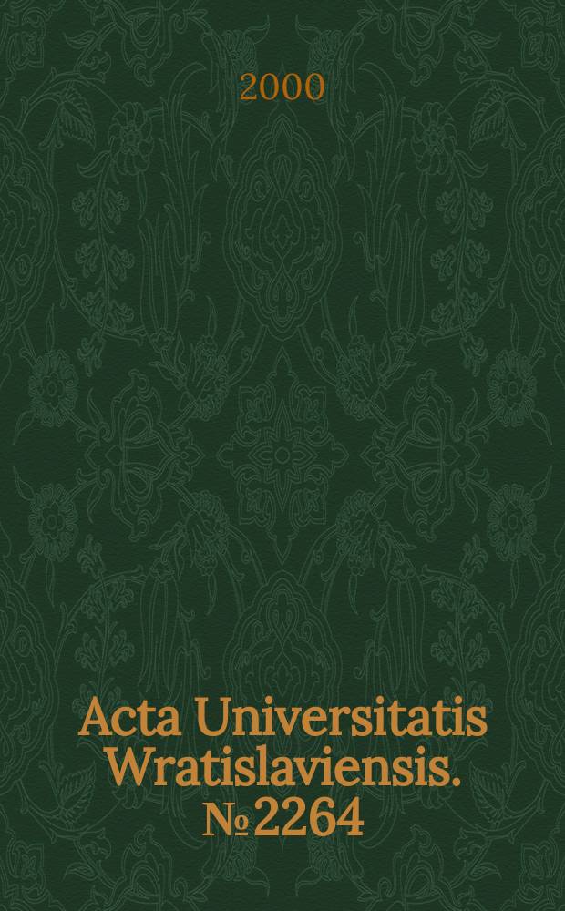 Acta Universitatis Wratislaviensis. №2264 : Studia florystyczno-fitosocjologiczne