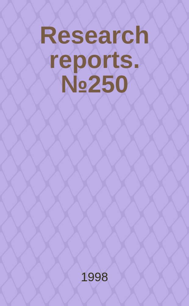 Research reports. №250 : On the way to normality