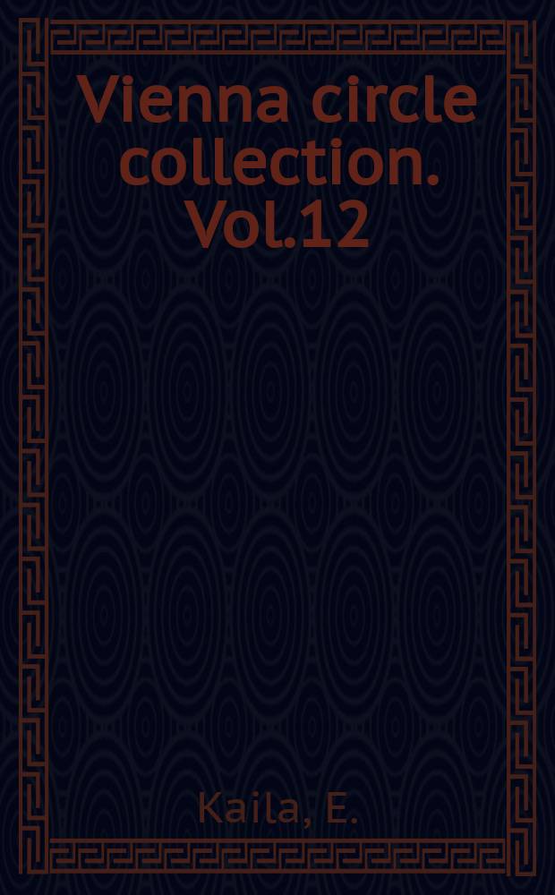 Vienna circle collection. Vol.12 : Reality and experience