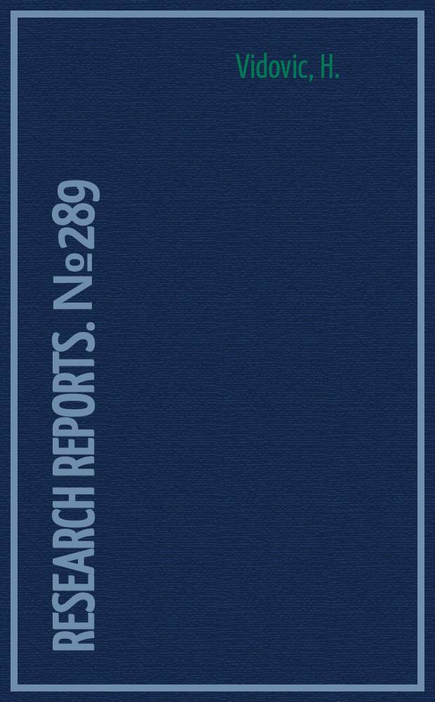 Research reports. №289 : The services sectors in central...
