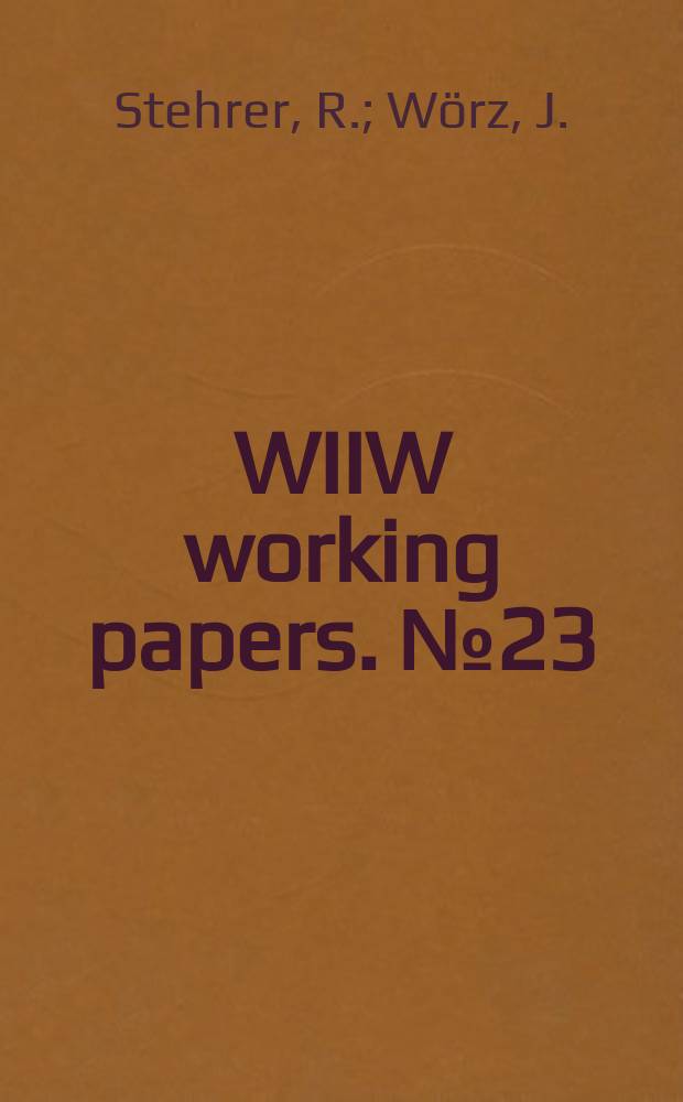 WIIW working papers. №23 : Industrial diversity, trade...