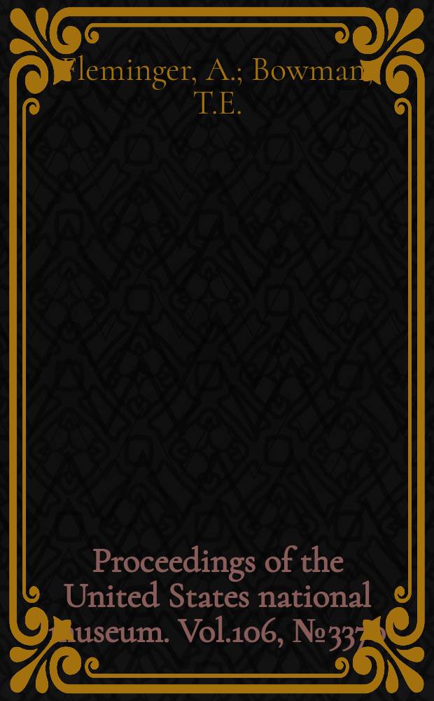 Proceedings of the United States national museum. Vol.106, №3370 : A new species of Candacia (Copepoda: Calanoida) from the western North Atlantic Ocean