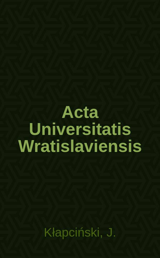 Acta Universitatis Wratislaviensis : Litostratygrafia profili głębokich..