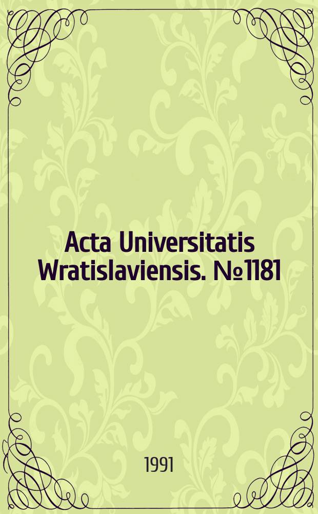 Acta Universitatis Wratislaviensis. №1181 : Czak wolny uczniów..