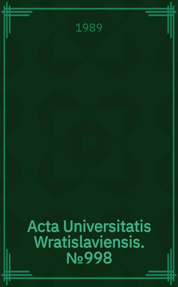 Acta Universitatis Wratislaviensis. №998 : Badania wybranych problemów psychologii rozwojowej
