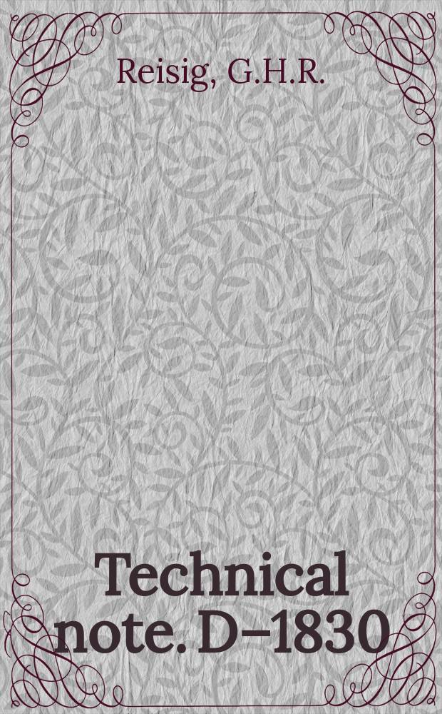 Technical note. D–1830 : The significance of atmospheric ballistics in rocket technology