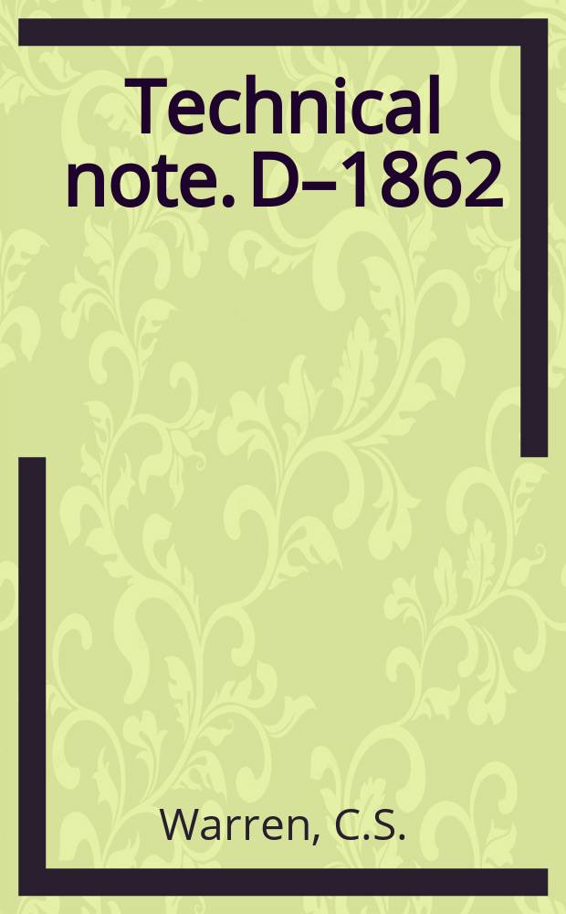 Technical note. D–1862 : Radiation dosimetry aboard the spacecraft of the eighth mercury-atlas mission (MA-8)