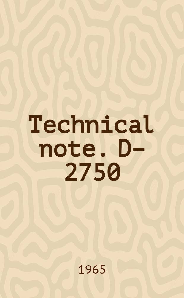 Technical note. D–2750 : Radiation geometry factor between the earth and a satellite