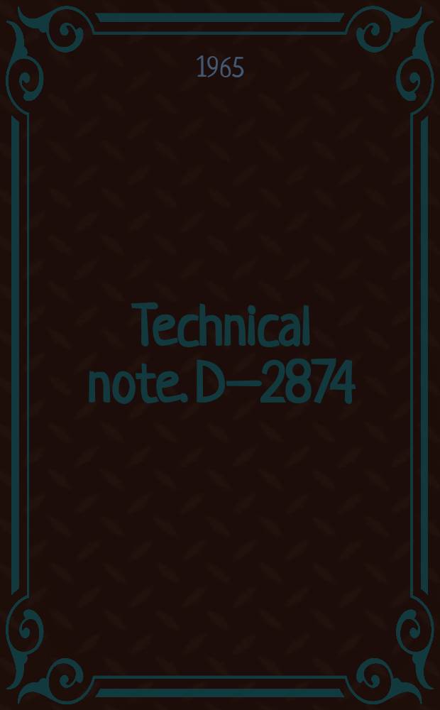 Technical note. D–2874 : A computer program to calculate, artificial radiation bell decay factors