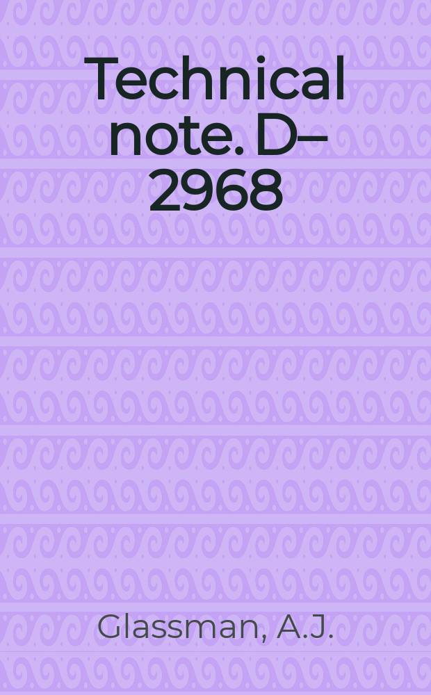 Technical note. D–2968 : Thermodynamic and turbomachinery concepts for radioisotope and reactor brayton-cycle space power systems