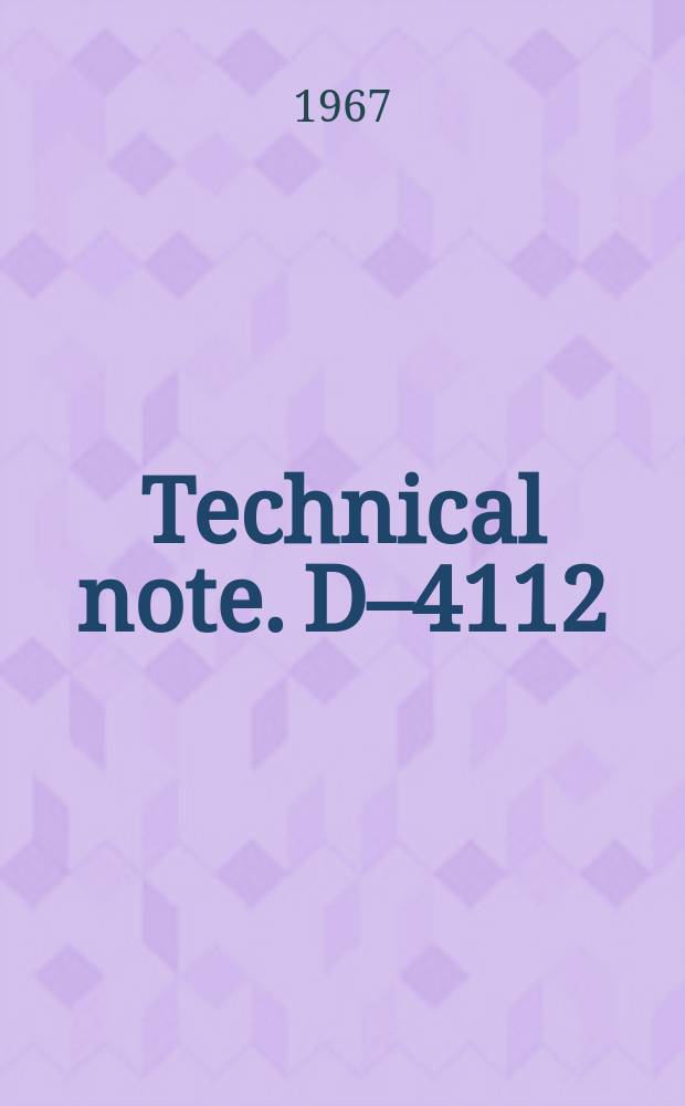 Technical note. D–4112 : Thermal design verification testing of the Anchored interplanetary monitoring platform "D"