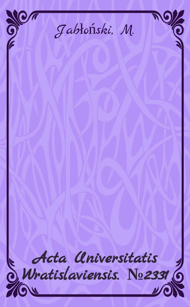 Acta Universitatis Wratislaviensis. №2331 : Referendum ogólnokrajowe...