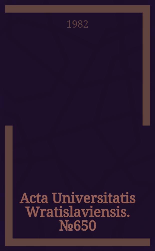 Acta Universitatis Wratislaviensis. №650 : List poetycki