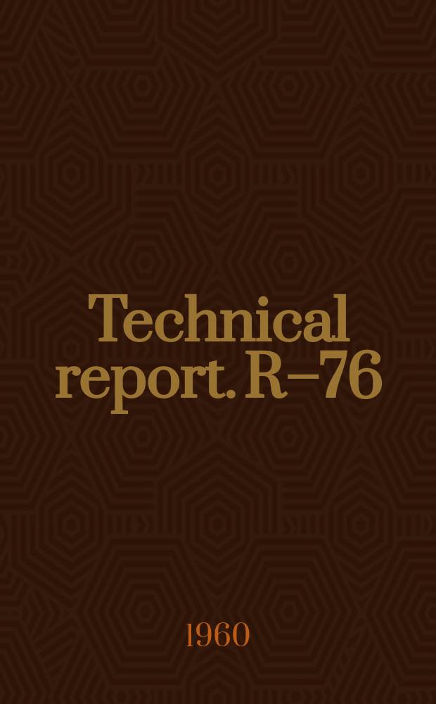 Technical report. R–76 : Calculated effects of body shape on the how-shock overpressures in the far field of bodies in supersonic flow