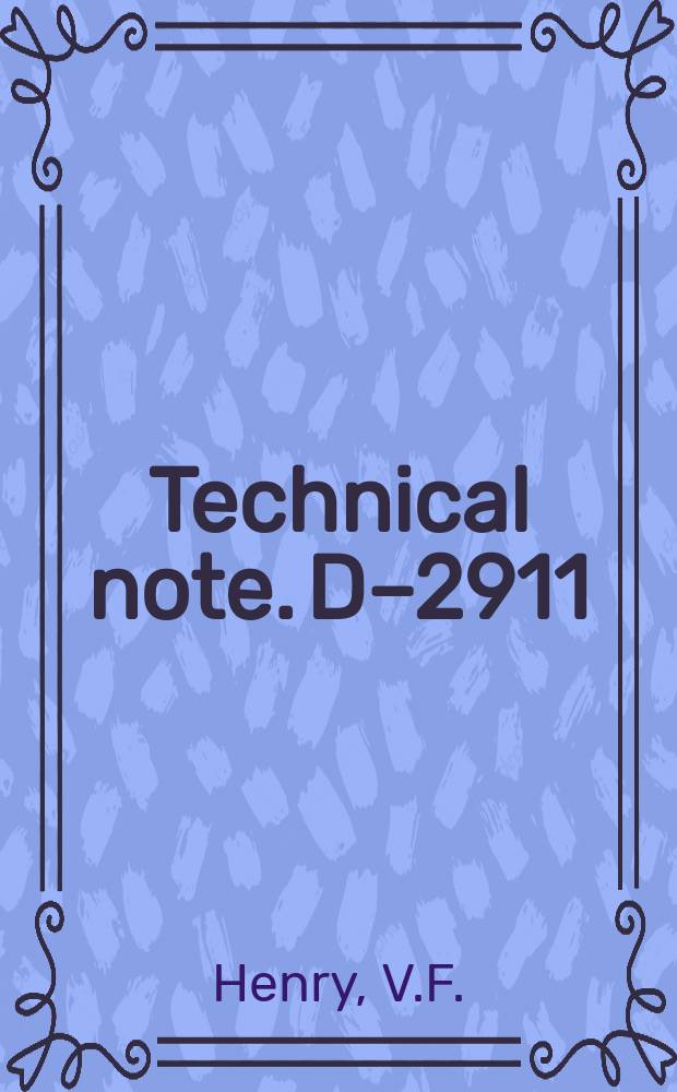 Technical note. D–2911 : Television tests with the Syncom II synchronous communications satellite