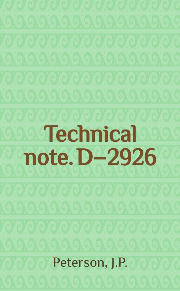Technical note. D–2926 : Structural behavior and buckling strength of honeycomb sandwich cylinders subjected to bending