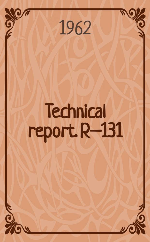 Technical report. R–131 : Final report on the Tiros I meteorological satellite system