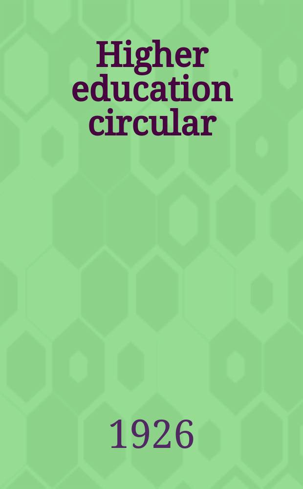 Higher education circular