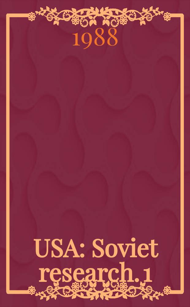 USA : Soviet research. 1 : Scientific and technical progress in the USA
