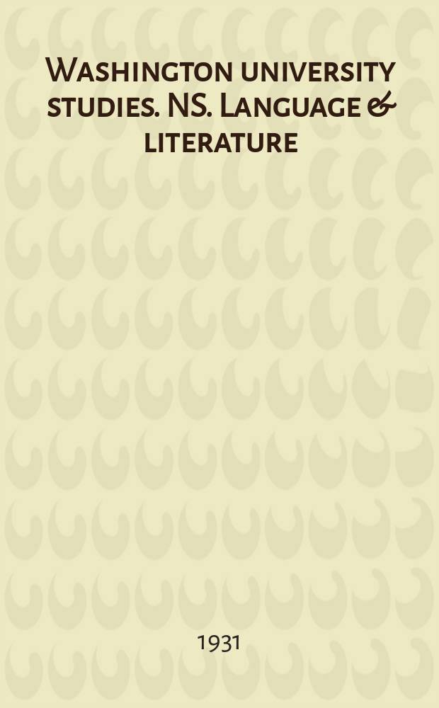 Washington university studies. NS. Language & literature