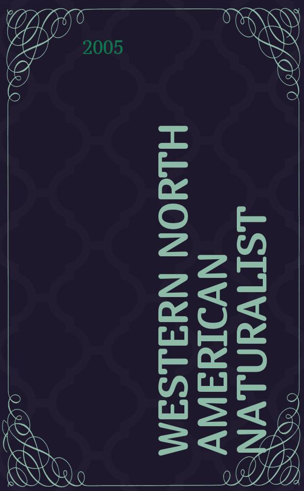 Western North American naturalist : Form. Great basin naturalist. Vol.65, №3