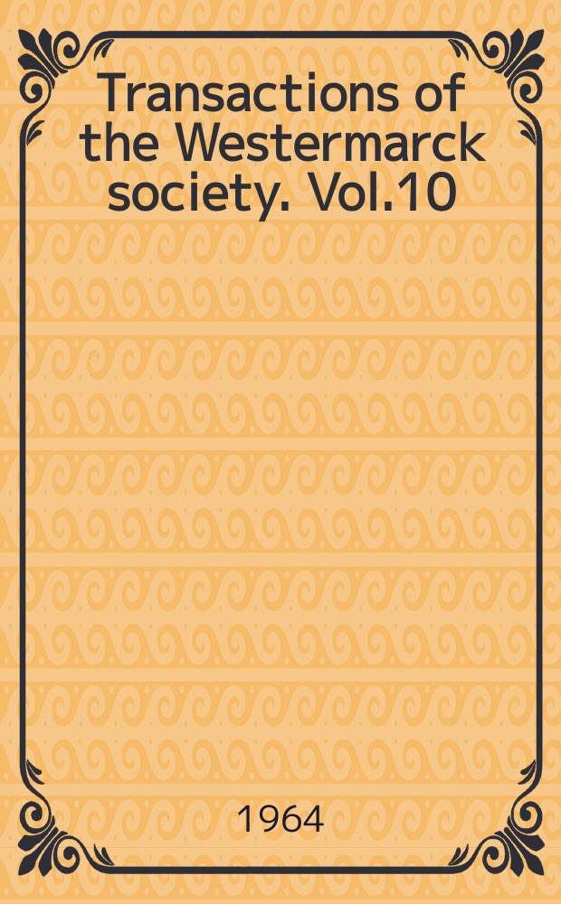 Transactions of the Westermarck society. Vol.10 : Cleavages ideologies and party systems