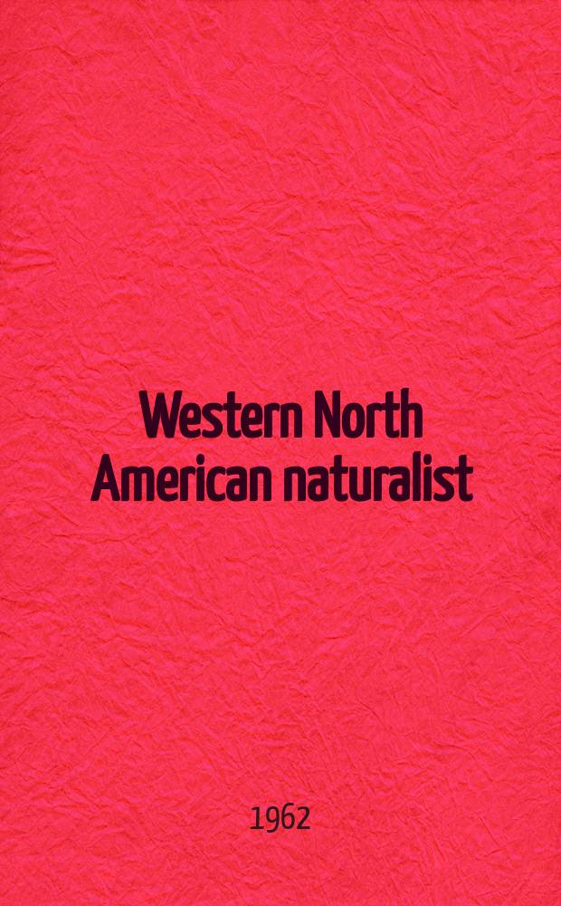 Western North American naturalist : Form. Great basin naturalist