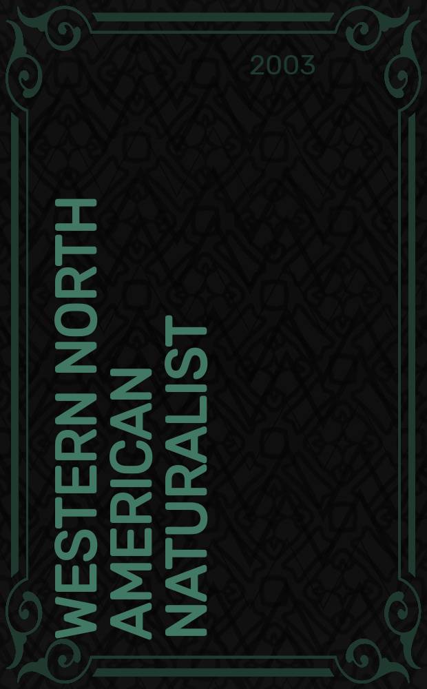 Western North American naturalist : Form. Great basin naturalist. Vol.63, №1