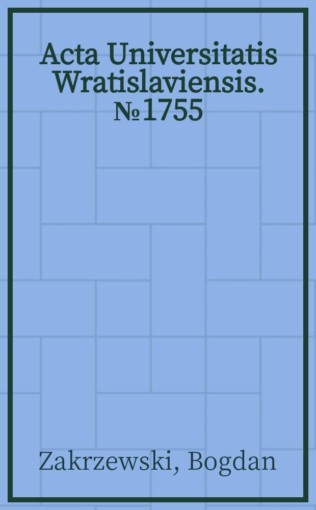 Acta Universitatis Wratislaviensis. №1755 : Arka przymierza
