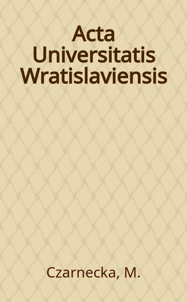 Acta Universitatis Wratislaviensis : Die "verse-schwangere" Elysie