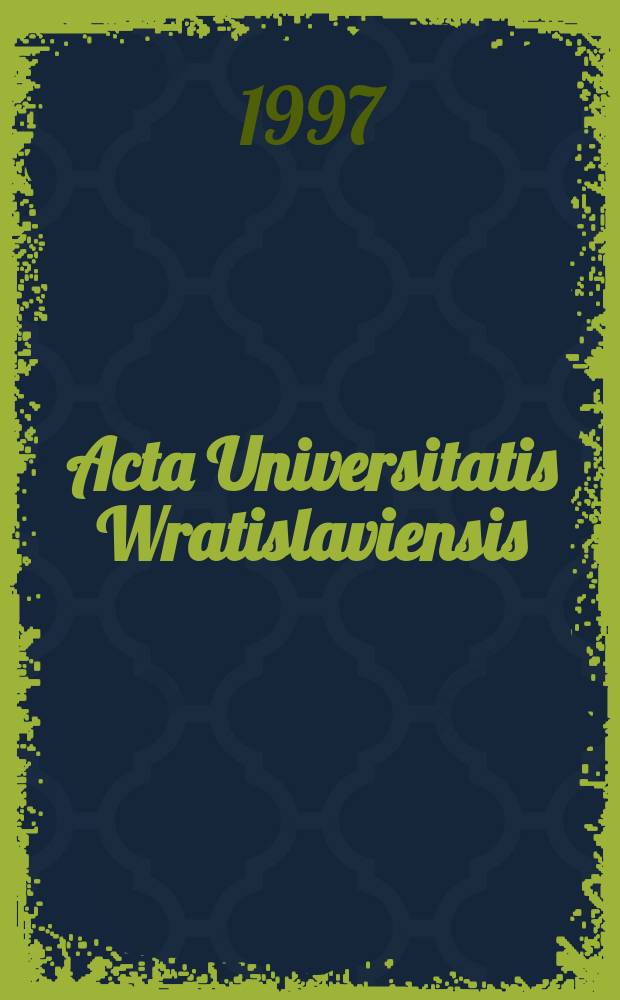 Acta Universitatis Wratislaviensis : Stan molekularny i jonowy w kompleksach..