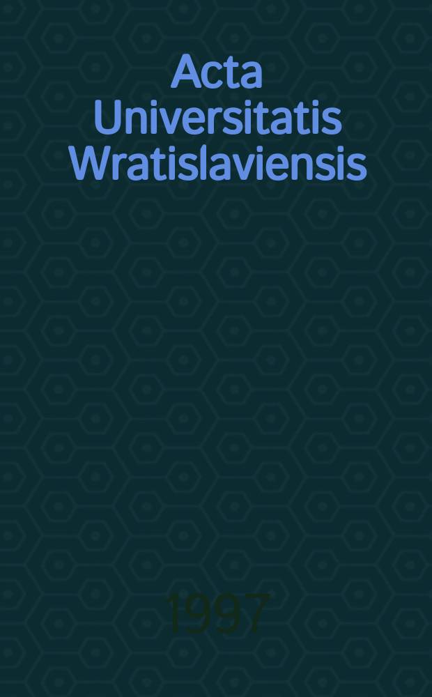 Acta Universitatis Wratislaviensis : Hydrogeology
