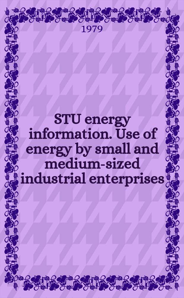STU energy information. Use of energy by small and medium-sized industrial enterprises