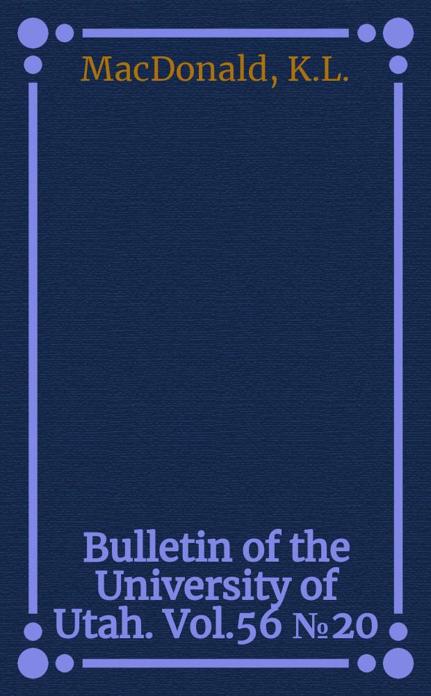 Bulletin of the University of Utah. Vol.56 №20 : Diffusion of the geomagnetic field thorough the core and mantle