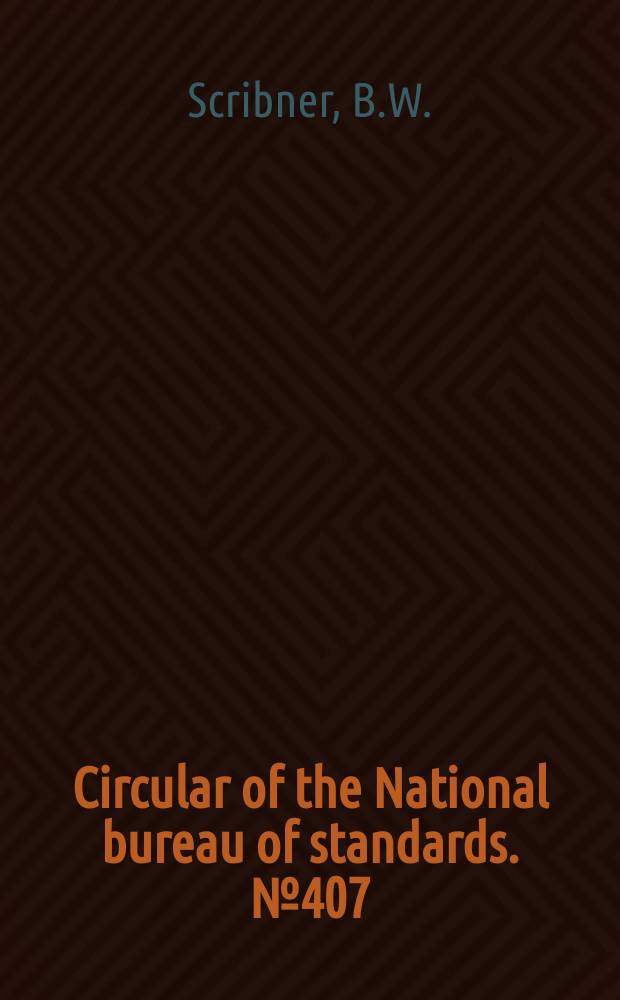 Circular of the National bureau of standards. №407 : Standards for paper towels