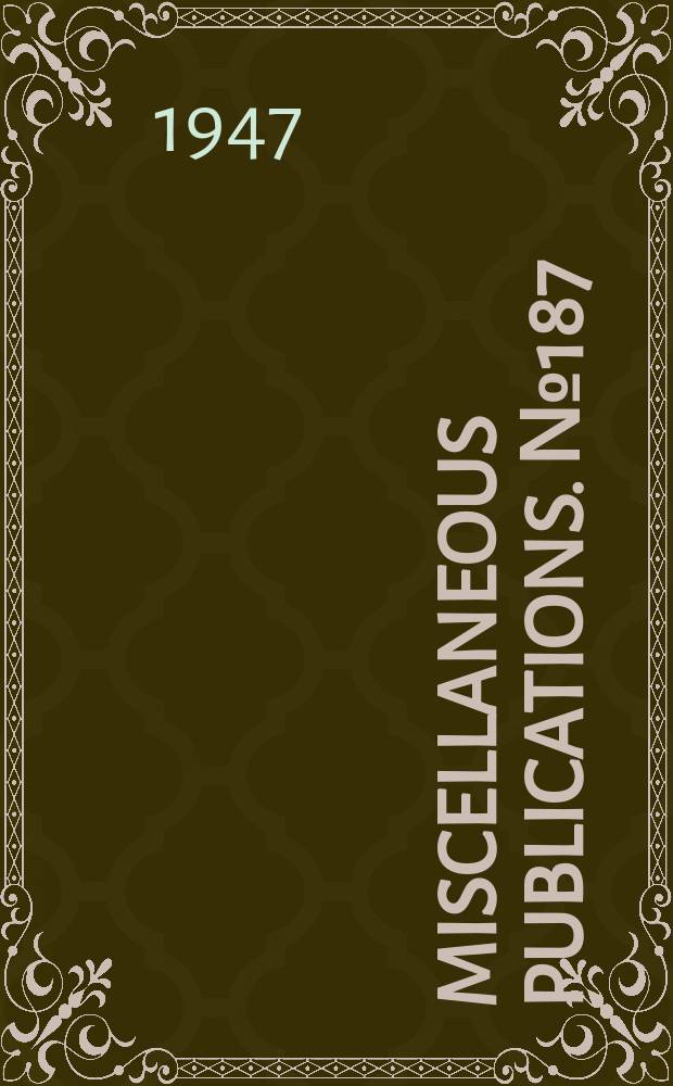 Miscellaneous publications. №187 : Directory of commercial and college laboratories